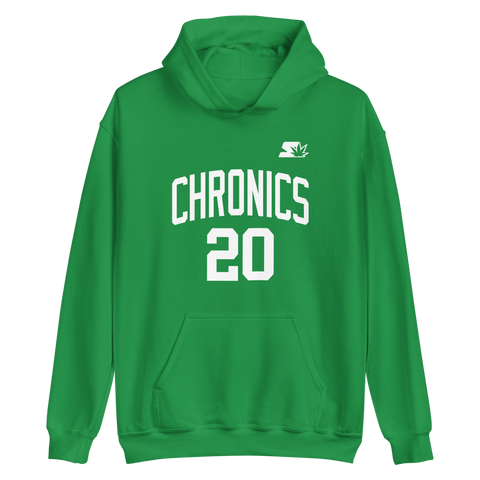 Chronics Collegiate Green/White Hoodie (Front & Back)